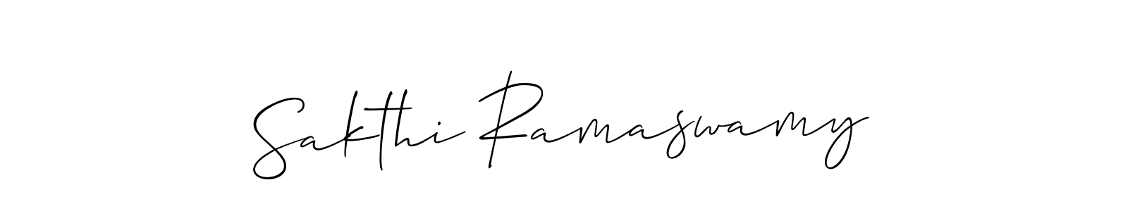 You should practise on your own different ways (Allison_Script) to write your name (Sakthi Ramaswamy) in signature. don't let someone else do it for you. Sakthi Ramaswamy signature style 2 images and pictures png