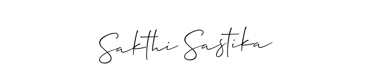 if you are searching for the best signature style for your name Sakthi Sastika. so please give up your signature search. here we have designed multiple signature styles  using Allison_Script. Sakthi Sastika signature style 2 images and pictures png