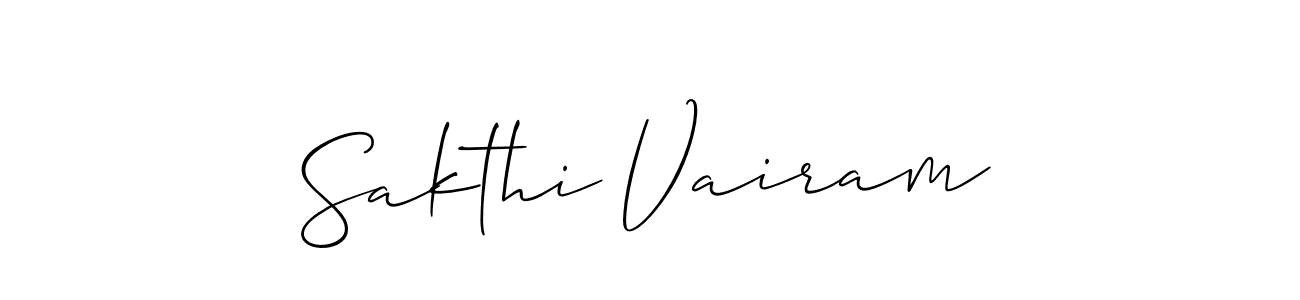 How to make Sakthi Vairam name signature. Use Allison_Script style for creating short signs online. This is the latest handwritten sign. Sakthi Vairam signature style 2 images and pictures png