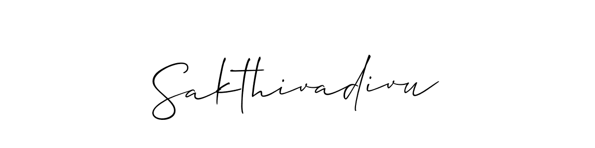 Design your own signature with our free online signature maker. With this signature software, you can create a handwritten (Allison_Script) signature for name Sakthivadivu. Sakthivadivu signature style 2 images and pictures png