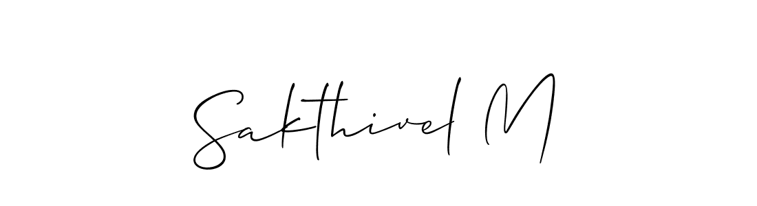 if you are searching for the best signature style for your name Sakthivel M. so please give up your signature search. here we have designed multiple signature styles  using Allison_Script. Sakthivel M signature style 2 images and pictures png