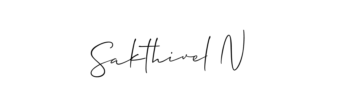 How to make Sakthivel N name signature. Use Allison_Script style for creating short signs online. This is the latest handwritten sign. Sakthivel N signature style 2 images and pictures png