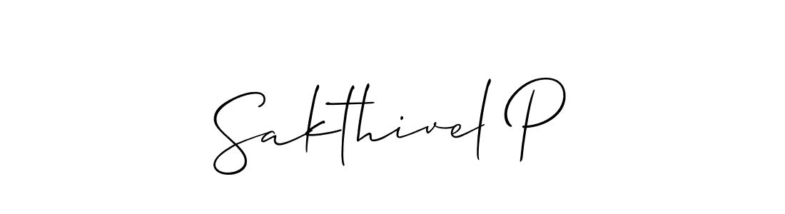 Make a beautiful signature design for name Sakthivel P. With this signature (Allison_Script) style, you can create a handwritten signature for free. Sakthivel P signature style 2 images and pictures png