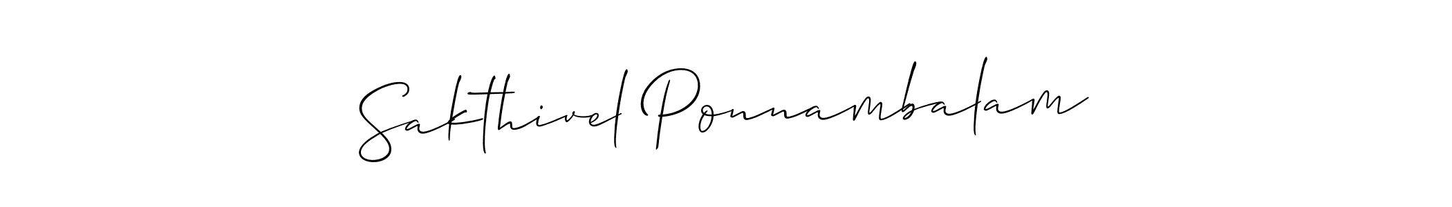 Use a signature maker to create a handwritten signature online. With this signature software, you can design (Allison_Script) your own signature for name Sakthivel Ponnambalam. Sakthivel Ponnambalam signature style 2 images and pictures png