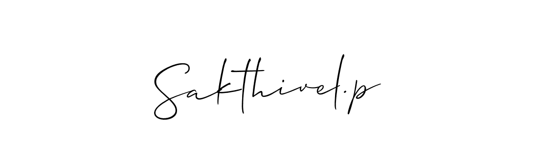 How to make Sakthivel.p name signature. Use Allison_Script style for creating short signs online. This is the latest handwritten sign. Sakthivel.p signature style 2 images and pictures png