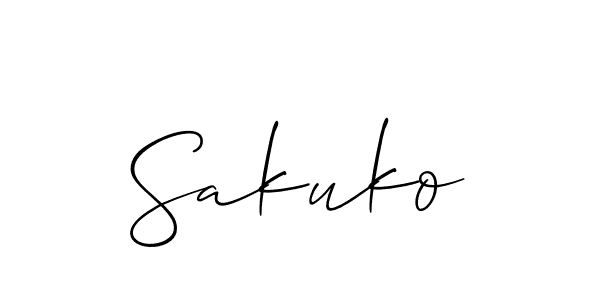Make a beautiful signature design for name Sakuko. With this signature (Allison_Script) style, you can create a handwritten signature for free. Sakuko signature style 2 images and pictures png