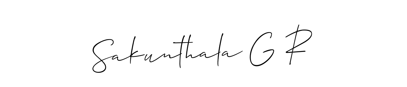 You should practise on your own different ways (Allison_Script) to write your name (Sakunthala G R) in signature. don't let someone else do it for you. Sakunthala G R signature style 2 images and pictures png