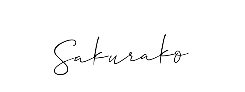 Make a beautiful signature design for name Sakurako. With this signature (Allison_Script) style, you can create a handwritten signature for free. Sakurako signature style 2 images and pictures png