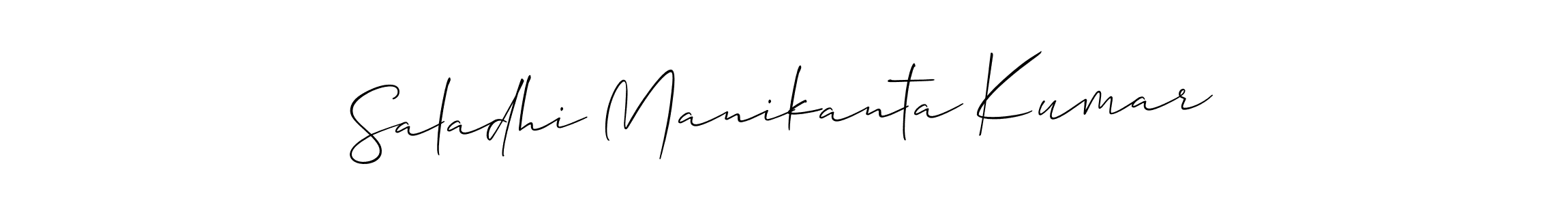 This is the best signature style for the Saladhi Manikanta Kumar name. Also you like these signature font (Allison_Script). Mix name signature. Saladhi Manikanta Kumar signature style 2 images and pictures png