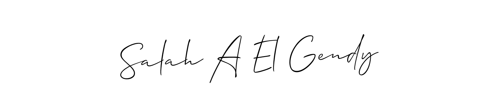Similarly Allison_Script is the best handwritten signature design. Signature creator online .You can use it as an online autograph creator for name Salah A El Gendy. Salah A El Gendy signature style 2 images and pictures png