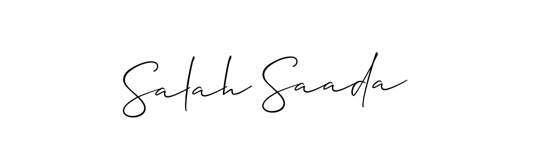 The best way (Allison_Script) to make a short signature is to pick only two or three words in your name. The name Salah Saada include a total of six letters. For converting this name. Salah Saada signature style 2 images and pictures png