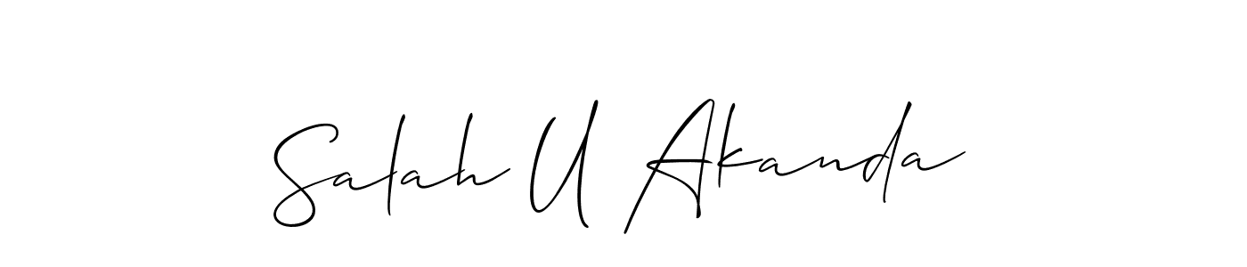 How to Draw Salah U Akanda signature style? Allison_Script is a latest design signature styles for name Salah U Akanda. Salah U Akanda signature style 2 images and pictures png