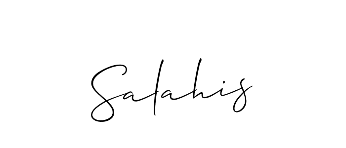 The best way (Allison_Script) to make a short signature is to pick only two or three words in your name. The name Salahis include a total of six letters. For converting this name. Salahis signature style 2 images and pictures png