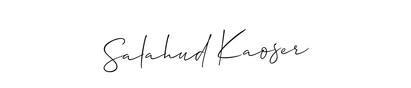 The best way (Allison_Script) to make a short signature is to pick only two or three words in your name. The name Salahud Kaoser include a total of six letters. For converting this name. Salahud Kaoser signature style 2 images and pictures png