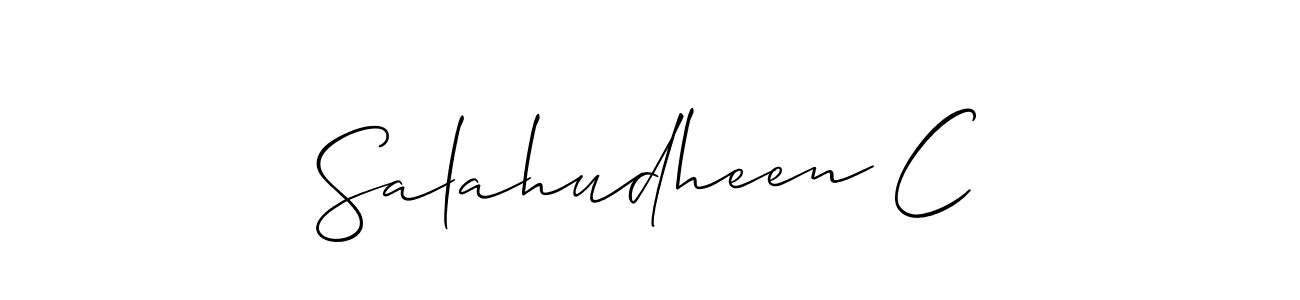The best way (Allison_Script) to make a short signature is to pick only two or three words in your name. The name Salahudheen C include a total of six letters. For converting this name. Salahudheen C signature style 2 images and pictures png