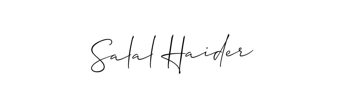 The best way (Allison_Script) to make a short signature is to pick only two or three words in your name. The name Salal Haider include a total of six letters. For converting this name. Salal Haider signature style 2 images and pictures png