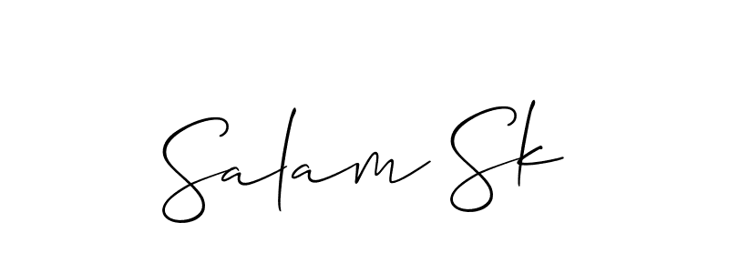 Create a beautiful signature design for name Salam Sk. With this signature (Allison_Script) fonts, you can make a handwritten signature for free. Salam Sk signature style 2 images and pictures png