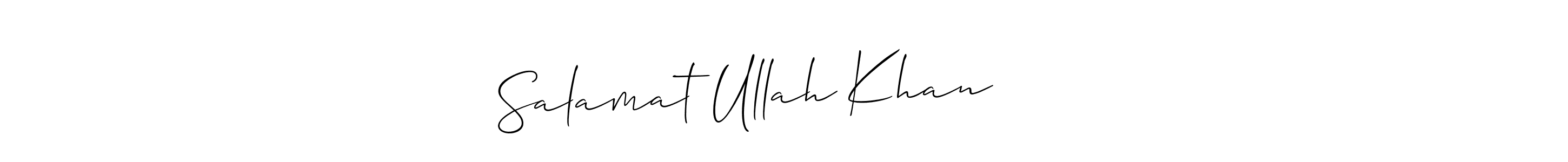Make a beautiful signature design for name Salamat Ullah Khan سلامت. With this signature (Allison_Script) style, you can create a handwritten signature for free. Salamat Ullah Khan سلامت signature style 2 images and pictures png