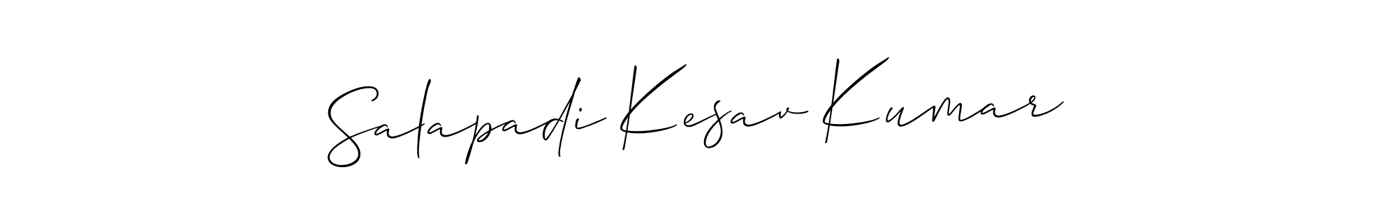 The best way (Allison_Script) to make a short signature is to pick only two or three words in your name. The name Salapadi Kesav Kumar include a total of six letters. For converting this name. Salapadi Kesav Kumar signature style 2 images and pictures png