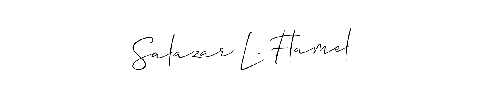 How to Draw Salazar L. Flamel signature style? Allison_Script is a latest design signature styles for name Salazar L. Flamel. Salazar L. Flamel signature style 2 images and pictures png