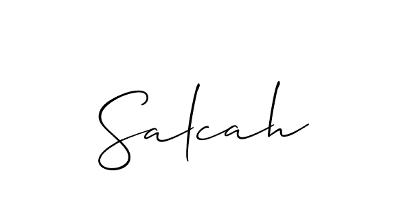 It looks lik you need a new signature style for name Salcah. Design unique handwritten (Allison_Script) signature with our free signature maker in just a few clicks. Salcah signature style 2 images and pictures png