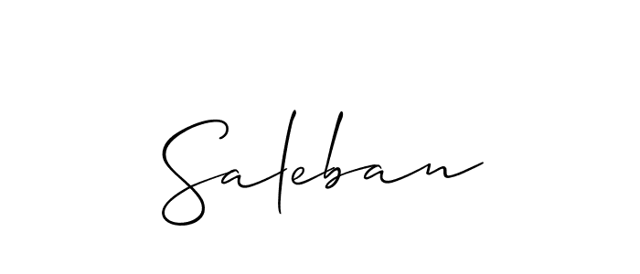 Use a signature maker to create a handwritten signature online. With this signature software, you can design (Allison_Script) your own signature for name Saleban. Saleban signature style 2 images and pictures png