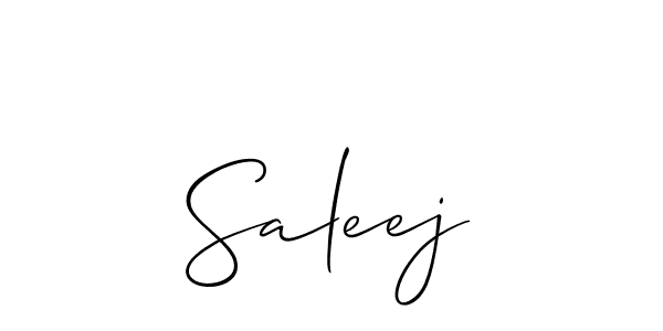 The best way (Allison_Script) to make a short signature is to pick only two or three words in your name. The name Saleej include a total of six letters. For converting this name. Saleej signature style 2 images and pictures png