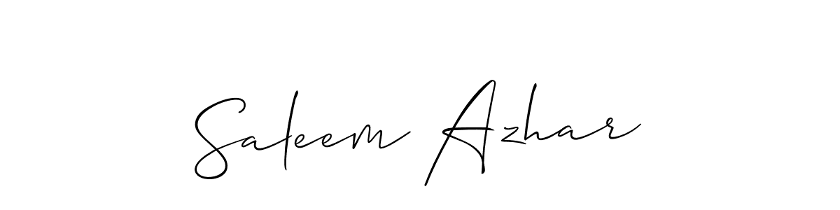 The best way (Allison_Script) to make a short signature is to pick only two or three words in your name. The name Saleem Azhar include a total of six letters. For converting this name. Saleem Azhar signature style 2 images and pictures png