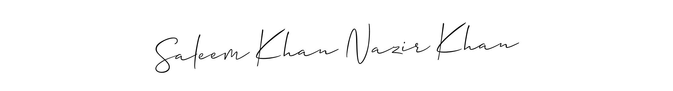 Make a beautiful signature design for name Saleem Khan Nazir Khan. With this signature (Allison_Script) style, you can create a handwritten signature for free. Saleem Khan Nazir Khan signature style 2 images and pictures png