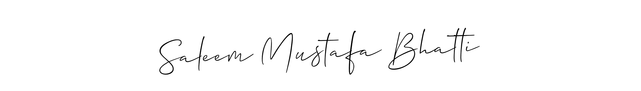 How to make Saleem Mustafa Bhatti name signature. Use Allison_Script style for creating short signs online. This is the latest handwritten sign. Saleem Mustafa Bhatti signature style 2 images and pictures png