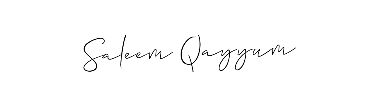 Allison_Script is a professional signature style that is perfect for those who want to add a touch of class to their signature. It is also a great choice for those who want to make their signature more unique. Get Saleem Qayyum name to fancy signature for free. Saleem Qayyum signature style 2 images and pictures png