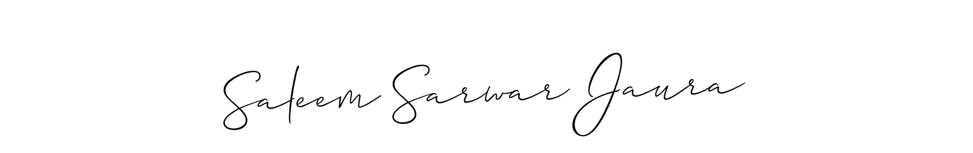 This is the best signature style for the Saleem Sarwar Jaura name. Also you like these signature font (Allison_Script). Mix name signature. Saleem Sarwar Jaura signature style 2 images and pictures png