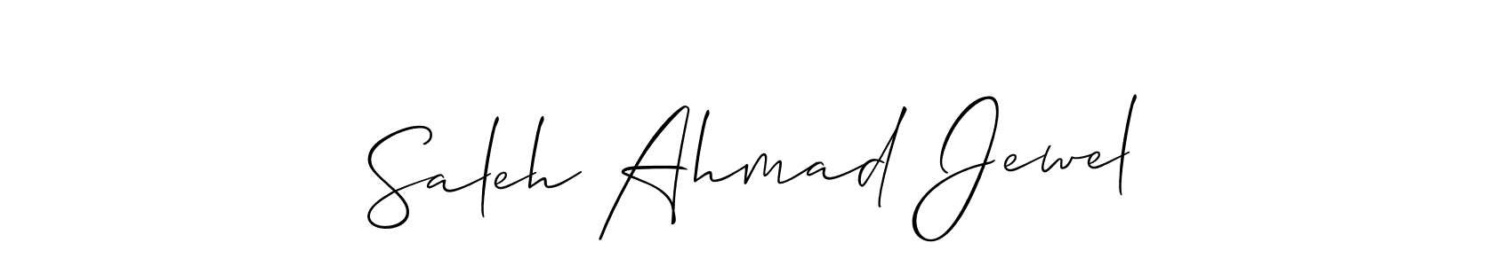 The best way (Allison_Script) to make a short signature is to pick only two or three words in your name. The name Saleh Ahmad Jewel include a total of six letters. For converting this name. Saleh Ahmad Jewel signature style 2 images and pictures png