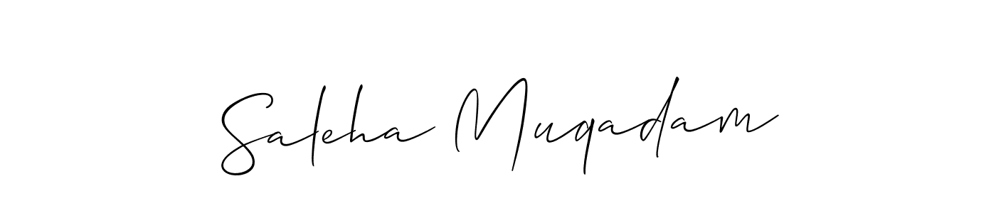 Create a beautiful signature design for name Saleha Muqadam. With this signature (Allison_Script) fonts, you can make a handwritten signature for free. Saleha Muqadam signature style 2 images and pictures png
