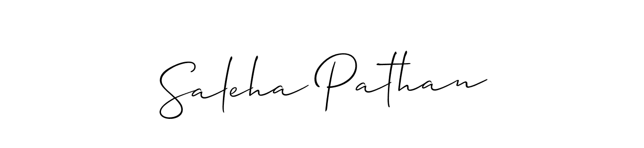 Make a beautiful signature design for name Saleha Pathan. With this signature (Allison_Script) style, you can create a handwritten signature for free. Saleha Pathan signature style 2 images and pictures png
