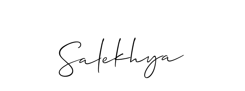 Make a short Salekhya signature style. Manage your documents anywhere anytime using Allison_Script. Create and add eSignatures, submit forms, share and send files easily. Salekhya signature style 2 images and pictures png