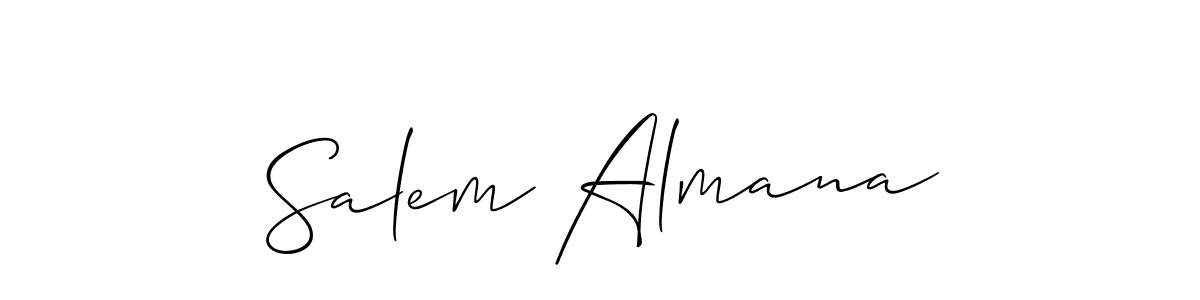 The best way (Allison_Script) to make a short signature is to pick only two or three words in your name. The name Salem Almana include a total of six letters. For converting this name. Salem Almana signature style 2 images and pictures png