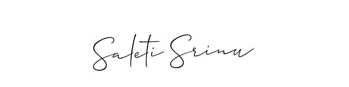 Use a signature maker to create a handwritten signature online. With this signature software, you can design (Allison_Script) your own signature for name Saleti Srinu. Saleti Srinu signature style 2 images and pictures png