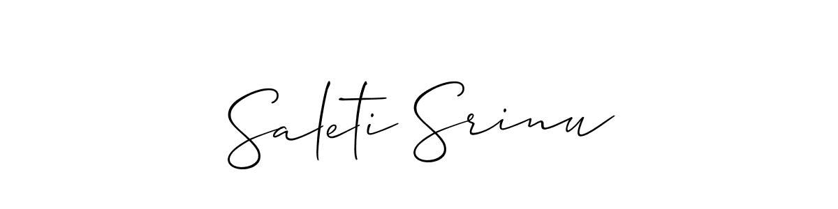 Also You can easily find your signature by using the search form. We will create Saleti Srinu name handwritten signature images for you free of cost using Allison_Script sign style. Saleti Srinu signature style 2 images and pictures png