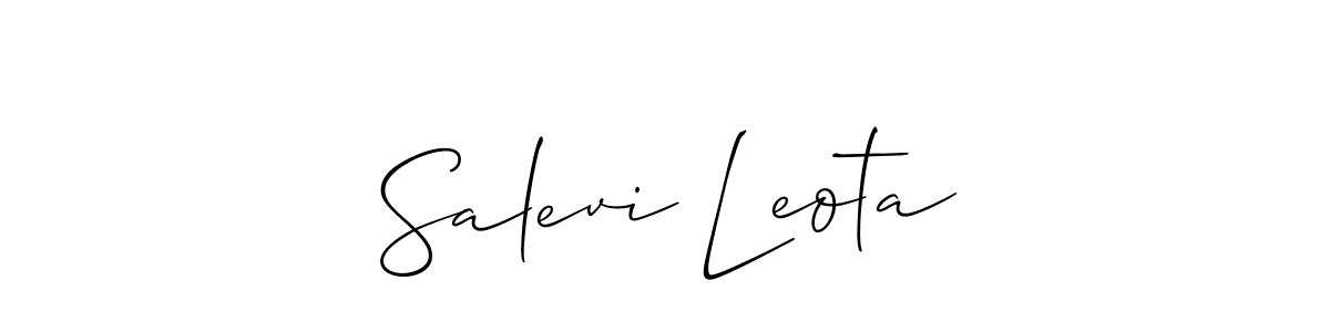 Create a beautiful signature design for name Salevi Leota. With this signature (Allison_Script) fonts, you can make a handwritten signature for free. Salevi Leota signature style 2 images and pictures png