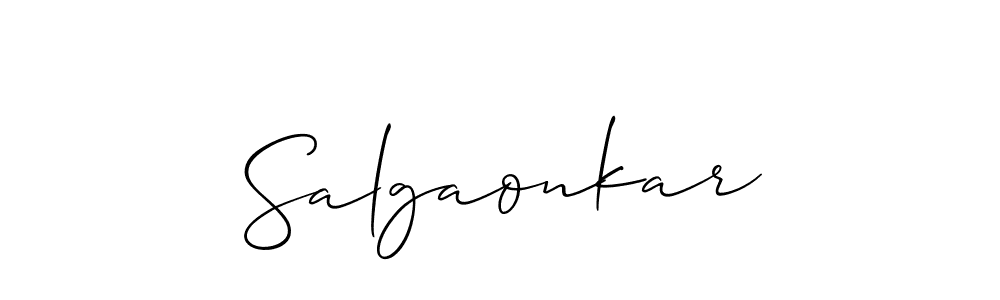 How to make Salgaonkar name signature. Use Allison_Script style for creating short signs online. This is the latest handwritten sign. Salgaonkar signature style 2 images and pictures png