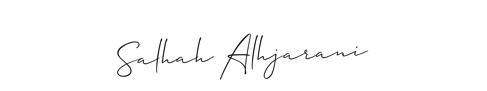 The best way (Allison_Script) to make a short signature is to pick only two or three words in your name. The name Salhah Alhjarani include a total of six letters. For converting this name. Salhah Alhjarani signature style 2 images and pictures png