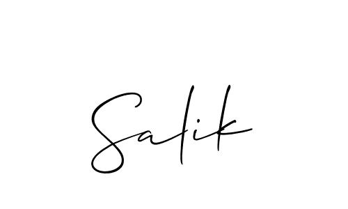 Design your own signature with our free online signature maker. With this signature software, you can create a handwritten (Allison_Script) signature for name Salik. Salik signature style 2 images and pictures png