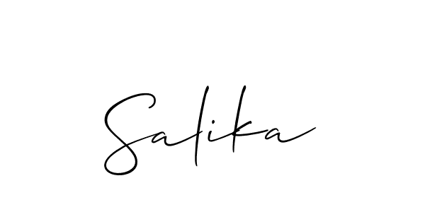 Also You can easily find your signature by using the search form. We will create Salika name handwritten signature images for you free of cost using Allison_Script sign style. Salika signature style 2 images and pictures png