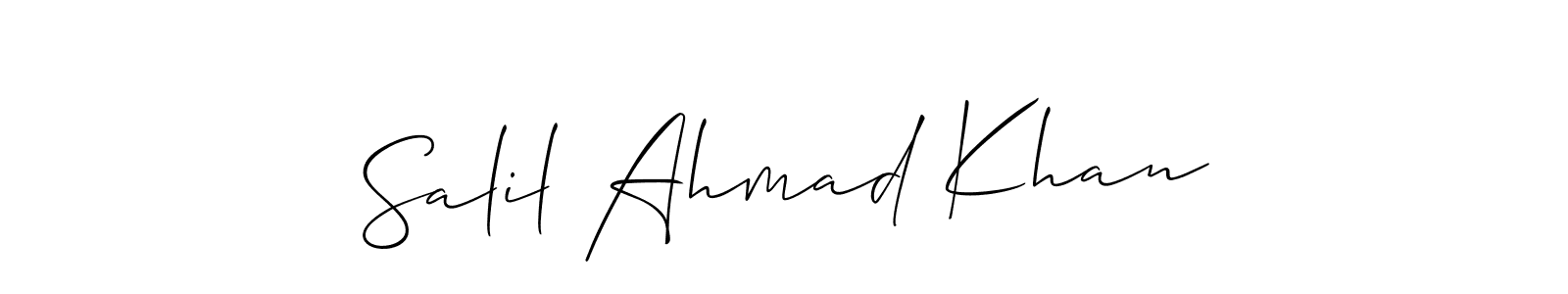 Also You can easily find your signature by using the search form. We will create Salil Ahmad Khan name handwritten signature images for you free of cost using Allison_Script sign style. Salil Ahmad Khan signature style 2 images and pictures png