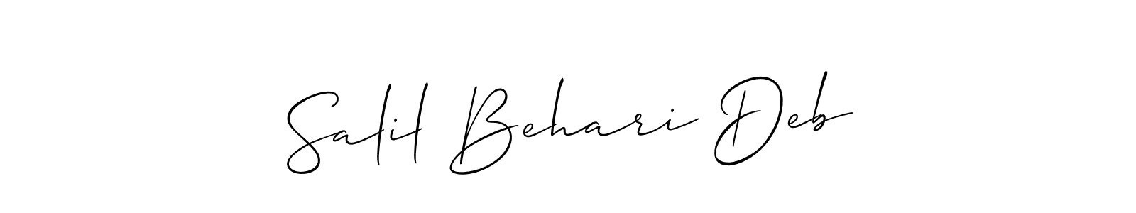 This is the best signature style for the Salil Behari Deb name. Also you like these signature font (Allison_Script). Mix name signature. Salil Behari Deb signature style 2 images and pictures png