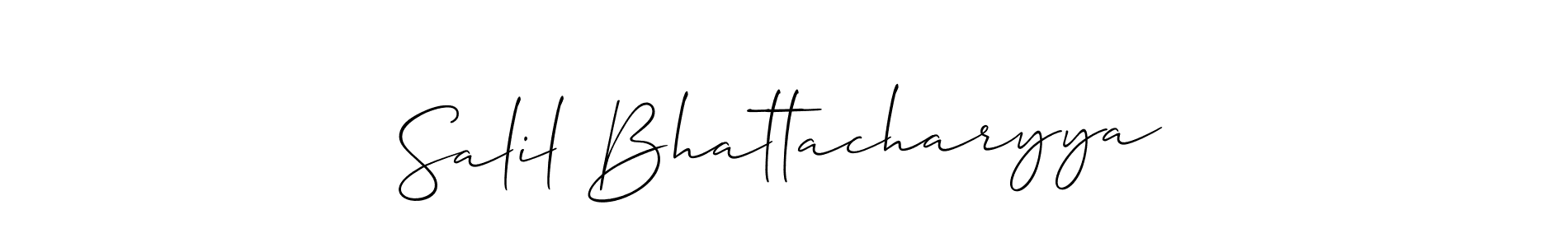 You should practise on your own different ways (Allison_Script) to write your name (Salil Bhattacharyya) in signature. don't let someone else do it for you. Salil Bhattacharyya signature style 2 images and pictures png