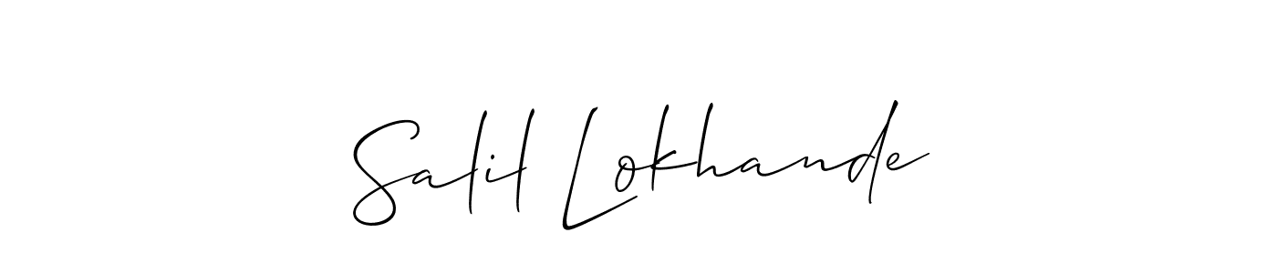 The best way (Allison_Script) to make a short signature is to pick only two or three words in your name. The name Salil Lokhande include a total of six letters. For converting this name. Salil Lokhande signature style 2 images and pictures png