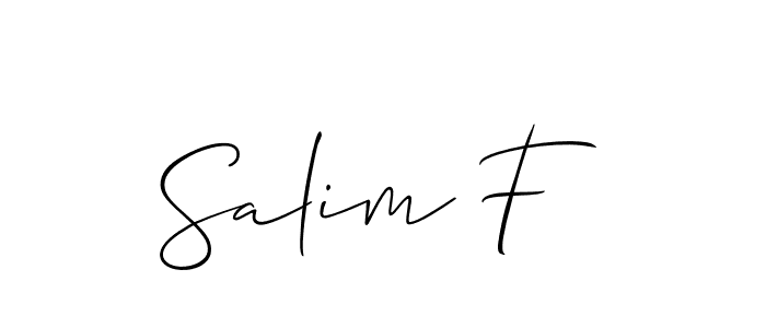 Also You can easily find your signature by using the search form. We will create Salim F name handwritten signature images for you free of cost using Allison_Script sign style. Salim F signature style 2 images and pictures png