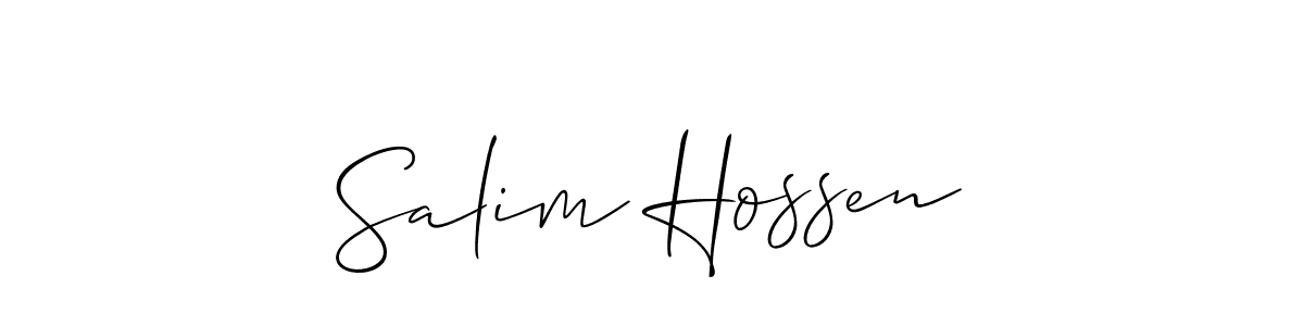 Make a short Salim Hossen signature style. Manage your documents anywhere anytime using Allison_Script. Create and add eSignatures, submit forms, share and send files easily. Salim Hossen signature style 2 images and pictures png